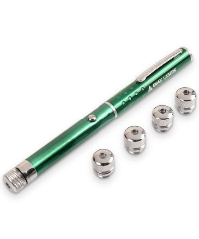 Emax groene laserpen met vijf opzetstukjes, productfoto 1